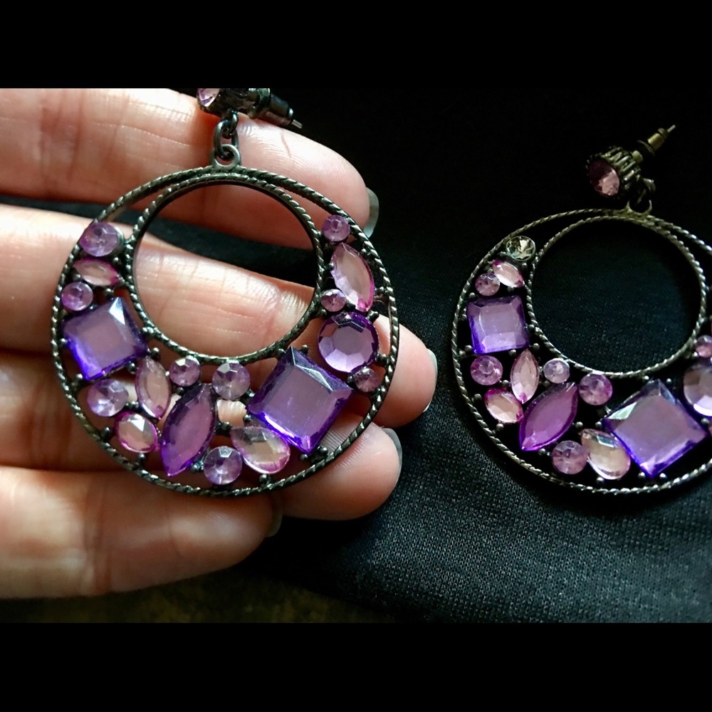 Multi Purple colored dangle earrings